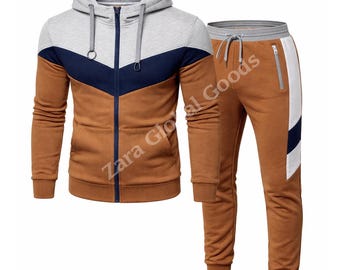 Men’s Color Block Hoodie & Jogger Set – Casual Tracksuit for Streetwear  Lounge Wear