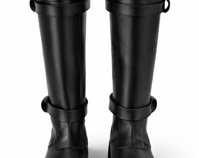 Handmade Jedi Style Leather Knee High Costume Footwear for Cosplay and Reenactment