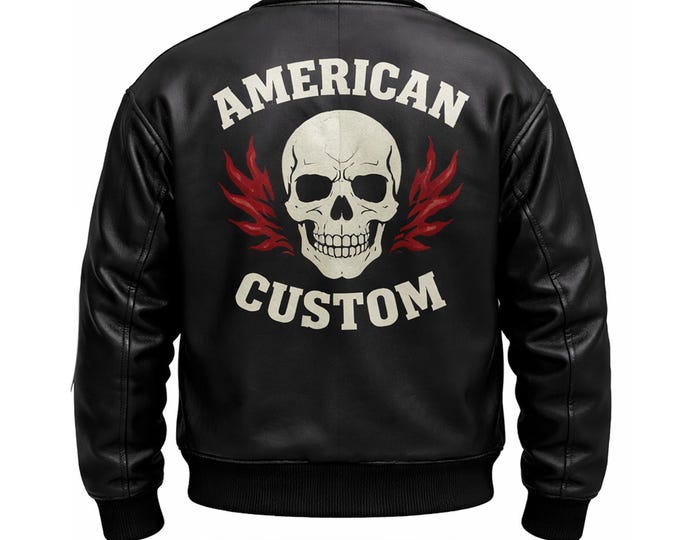 Handmade Black Sheepskin Leather Bomber Jacket for Men | Classic Style | Custom Fit Available