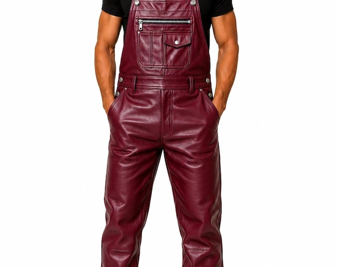 Men's Genuine Lambskin Leather Overalls | Handmade Custom Bib Overalls