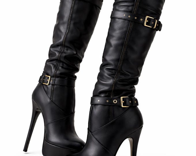 Stylish Women Overknee Boots High Heel Platform Fur Warm Winter Boots Ladies Fashion Shoes
