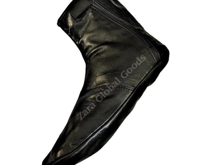 2 Pairs Black Leather Khuffain Socks for Men | Islamic  Shoes | Soft Calfskin Prayer Slippers