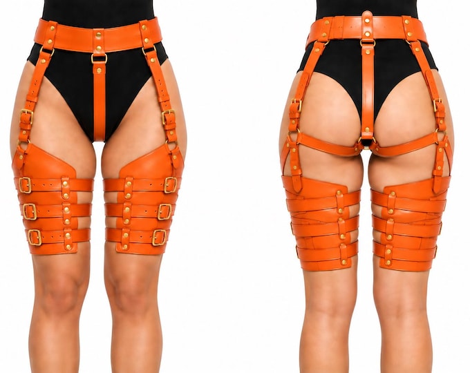 Handmade Leather Thigh Harness for Women, Adjustable Leg Harness, Gothic Fashion Accessory