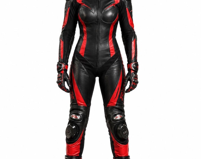 Women’s Leather Motorcycle Racing Suit, Full Body Biker Riding Gear
