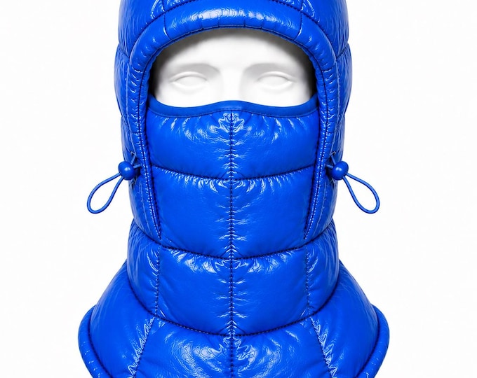 Puffer Balaclava Hood, Quilted Face Mask, Warm Neck Cover, Cold Weather Headwear