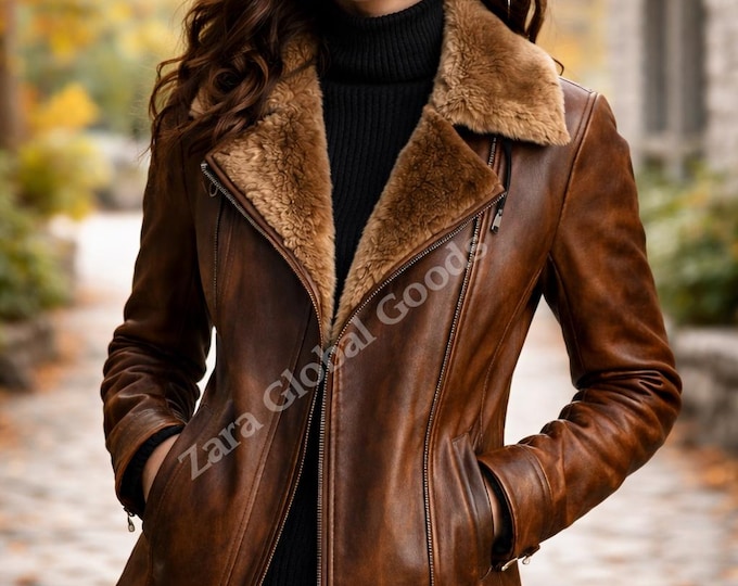 Handmade Brown Leather Trench Coat – Stylish Women’s Outerwear