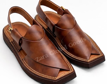 Handmade Brown Peshawari Sandals for Men – Genuine Leather Traditional Chapal