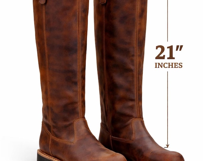 Men’s Leather Knee High Pull On Work Riding Handmade Tall Farm Footwear Unisex