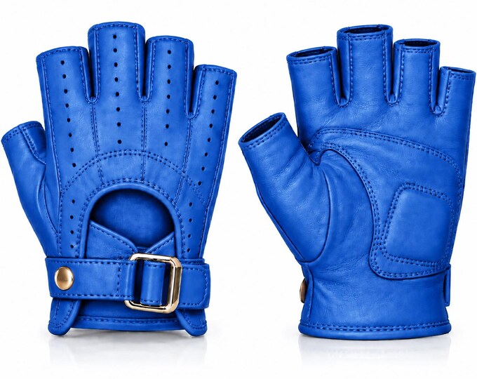 Women’s Fingerless Leather Gloves, Half Finger Fashion Gloves, Motorcycle Biking & Outdoor Party