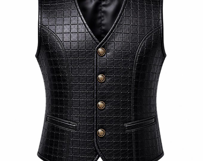 Handmade Men's Crocodile Embossed Leather Vest, Biker Waistcoat Slim Fit Motorcycle Biker Fashion