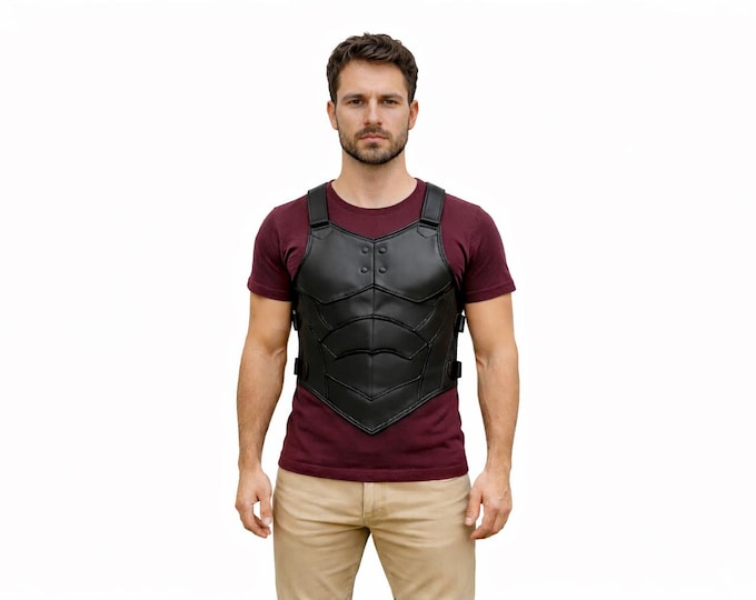 Handcrafted Black Leather Chest Armor for Viking Gladiator LARP Cosplay