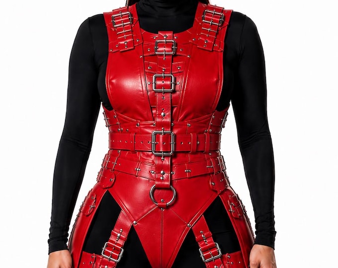 Pony Style Leather Body Harness, Adjustable Gothic Costume, Handmade Festival Outfit