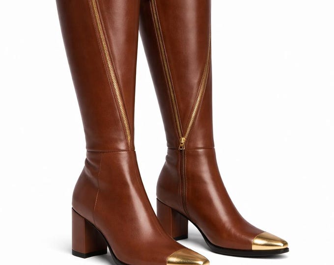 Genuine Leather Knee High for Women, Elegant Long Footwear, Stylish Winter Fashion