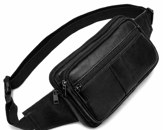 Leather Fanny Pack Men, Waist Crossbody Chest Sling, Travel Everyday Carry, Gift Him