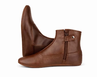 Handmade Leather Khuffain Socks for Men – Brown Islamic Mest Shoes