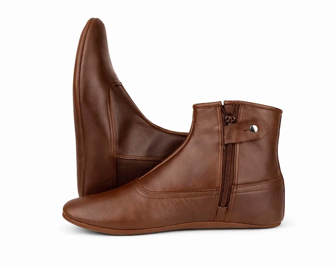 Handmade Leather Khuffain Socks for Men – Brown Islamic Mest Shoes