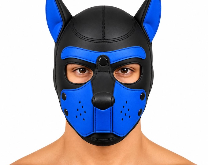 Handmade Leather Pup Hood, Dog Costume, Cosplay Headwear, Adjustable Unisex Design