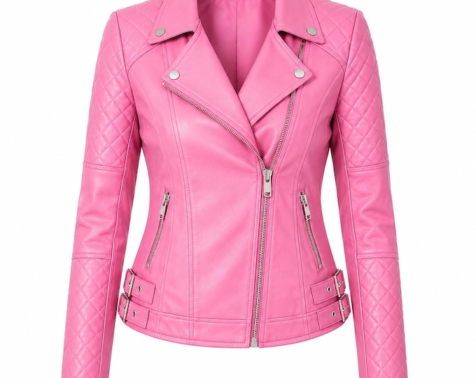Women’s Slim Fit Leather Biker Jacket | Quilted Moto Coat Plus Size