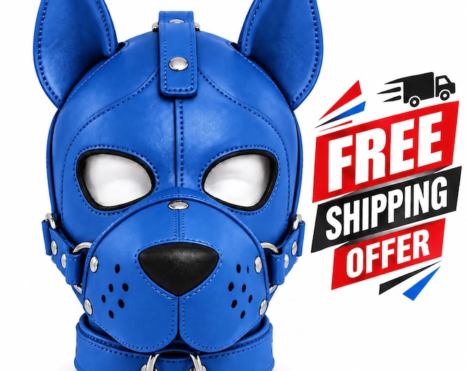 Leather Puppy Hood with Ears, Adjustable Pup Hood, Removable Muzzle, Handmade Cosplay Costume Accessory
