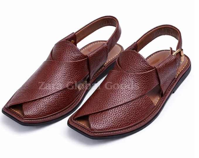 Handmade Brown Leather Chapal for Men – Traditional Back Strap Sandals