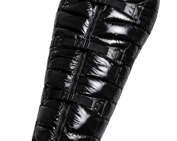 Mummy Puffer Cocoon Sleeping Bag, Waterproof Outdoor Camping Gear with Hood & Buckle Straps