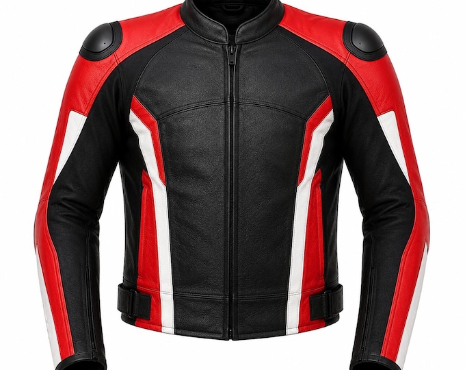 Motorcycle Racing Leather Jacket Men's Genuine Cowhide Biker Riding Moto Jacket Protective Gear