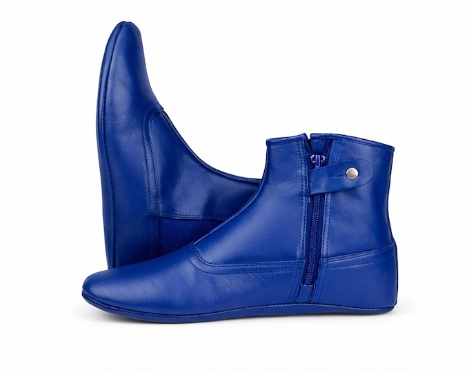 Handmade Leather Khuffain Socks for Men – Blue Islamic Prayer Mest Shoes