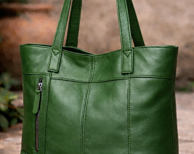 Handmade Lambskin Tote for Women, Soft Shoulder Purse, Everyday Minimal Handbag