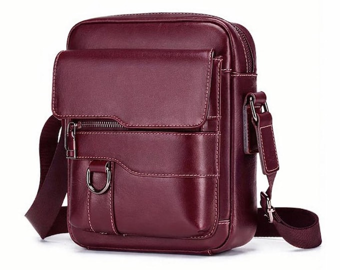 Handmade Leather Crossbody for Men, Multi Color Sling, Compact Travel Shoulder, Minimalist Everyday Carry