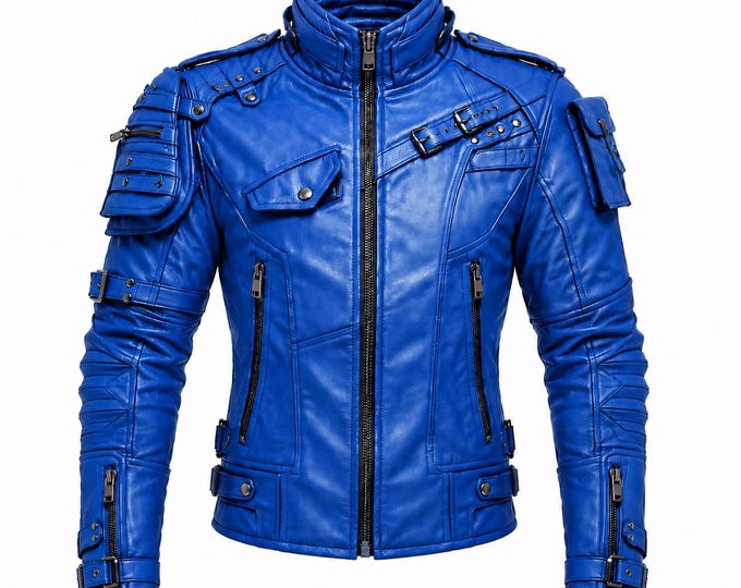 Futuristic Military Leather Jacket Cyberpunk Biker Coat Gothic Moto Jacket Streetwear