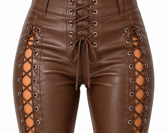 Handmade Leather Shorts, Gothic Punk Lace-Up Corset Design