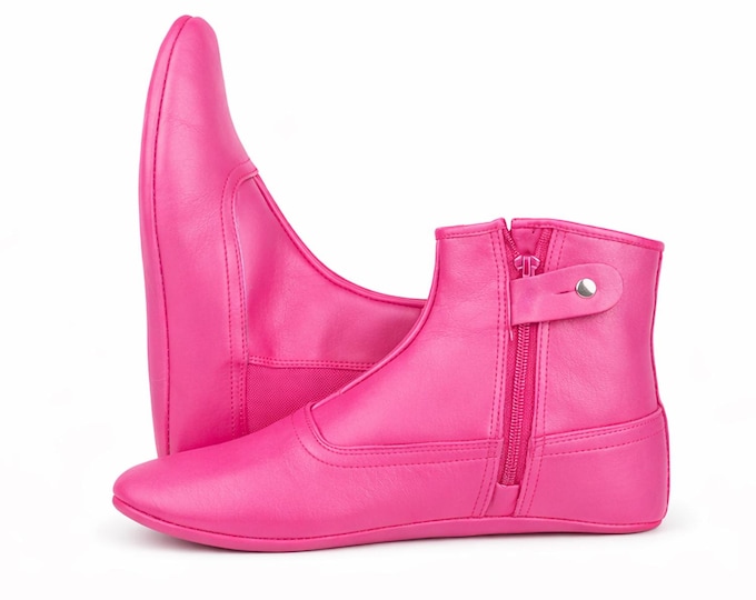 Pink Leather Khuffain Socks for Men – Handmade Islamic Prayer Shoes