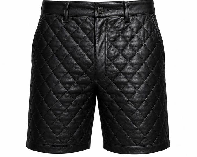 Women Quilted Leather Shorts High Waist Pink Shorts Fashion Streetwear Designer Style