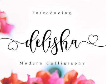 Delisha Modern Calligraphy Script Font, Elegant Wedding Font