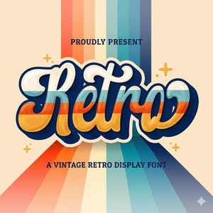 70s Groovy Retro Font, Bold Display Typeface (Digital Download)