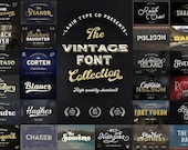 Vintage Font Bundle Download - Retro Typeface Pack, Old Western Military Style Fonts for Cricut, SVG, Commercial Use
