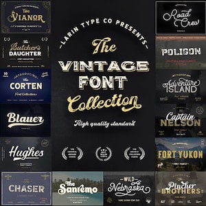 Nedladdning av vintagetypsnittspaket - Retro typsnittspaket, gammalvästerländska militärstilstypsnitt för Cricut, SVG, kommersiellt bruk