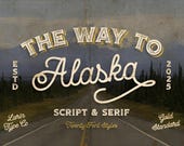 Alaskan Adventure Font Duo, Vintage Serif and Script, Logo Design