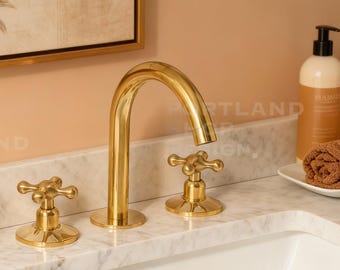 Unlacquered Brass Bathroom Faucet | Solid Brass Patina Tap