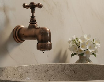 Antique Copper Wall-Mounted Faucet – Oil-Rubbed Bronze, Old World Garden Tap
