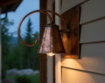Outdoor Copper Wall Light – Rustic Farmhouse Vintage Porch Lantern