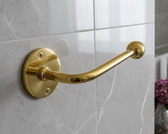 Brushed Gold Brass Grab Bar, Luxury Wall Mounted Shower Support Rail