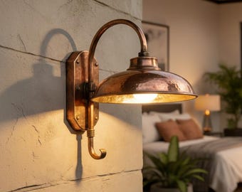 Handmade Copper Gooseneck Wall Sconce – Rustic Farmhouse Outdoor Light