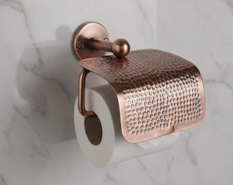 Hammered Copper Toilet Paper Holder, Modern Moroccan Bathroom Hardware, Rust-Resistant Tissue Holder
