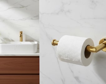 Handmade Solid Brass Toilet Paper Holder, Minimalist Modern Bathroom Accessory