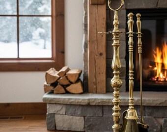 Handmade Brass Hearth Tools – Vintage Polished Brass Craftsmanship
