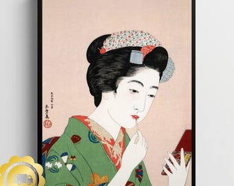 日本のヴィンテージ浮世絵 - 現代の女性のマナー - 小早川清による化粧