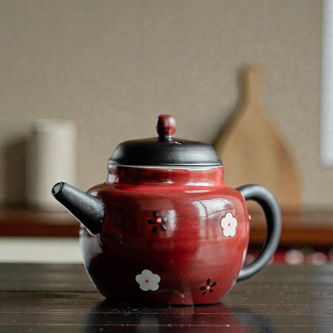 Red Ceramic Tea Set - Etsy