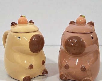 Söt Capybara-kaffemugg med lock – Mysig och estetisk dricksmugg
