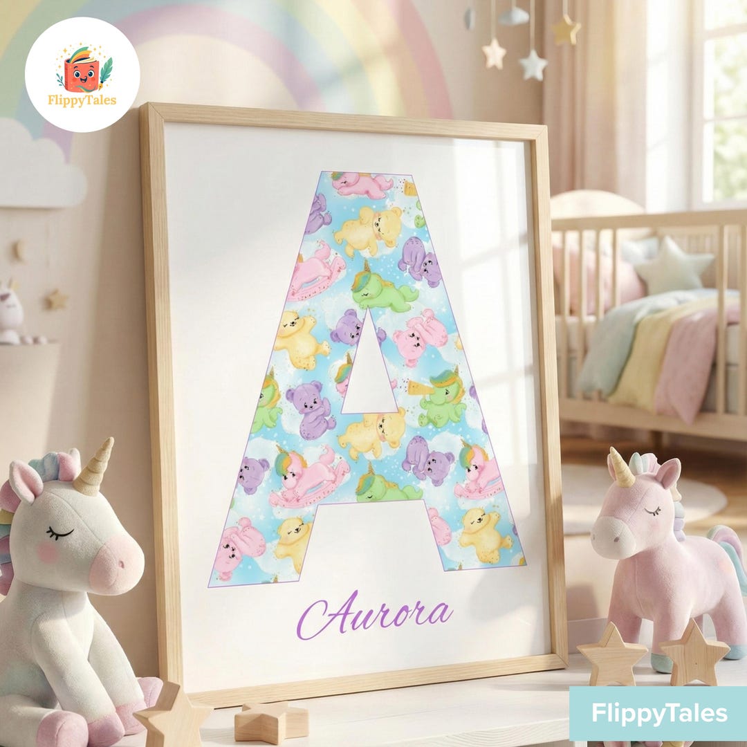 Personalized Initial Nursery Print | Custom Name Art (digital Download ...